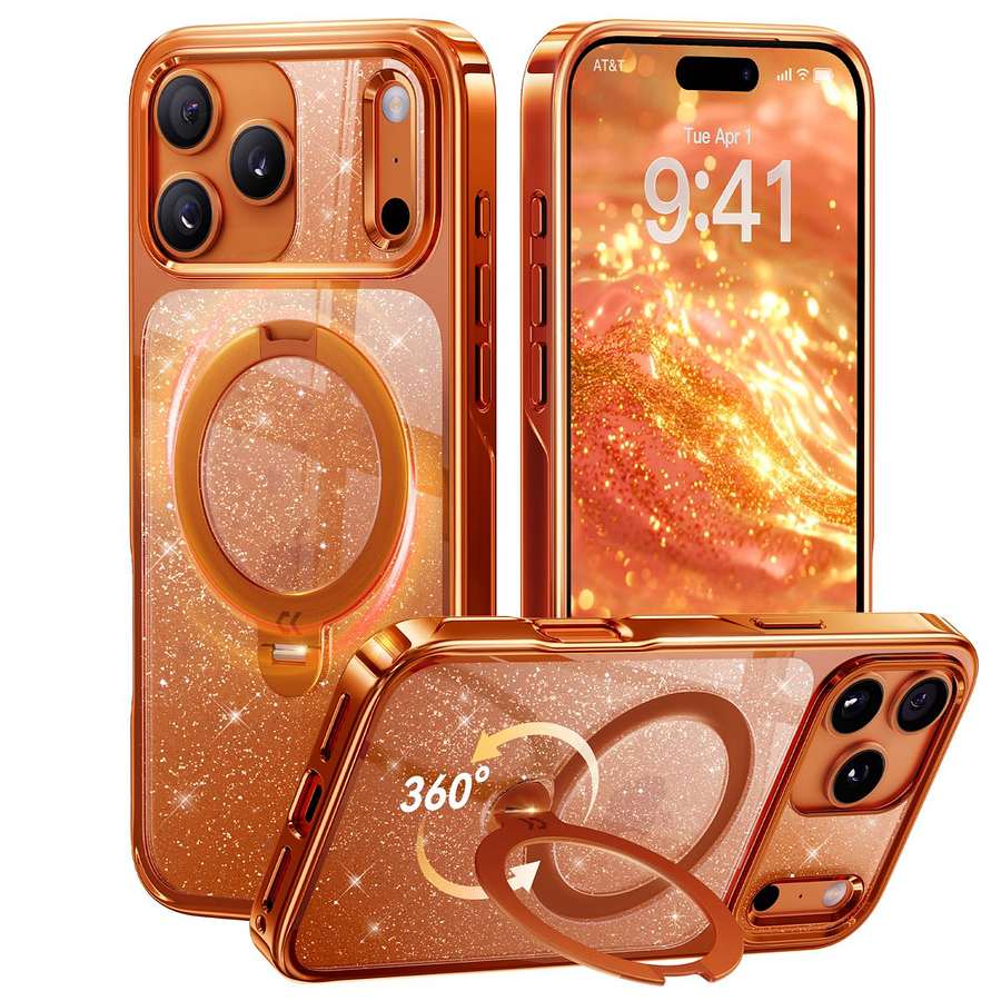 Vivid Orange StandKOO Glitter case product view