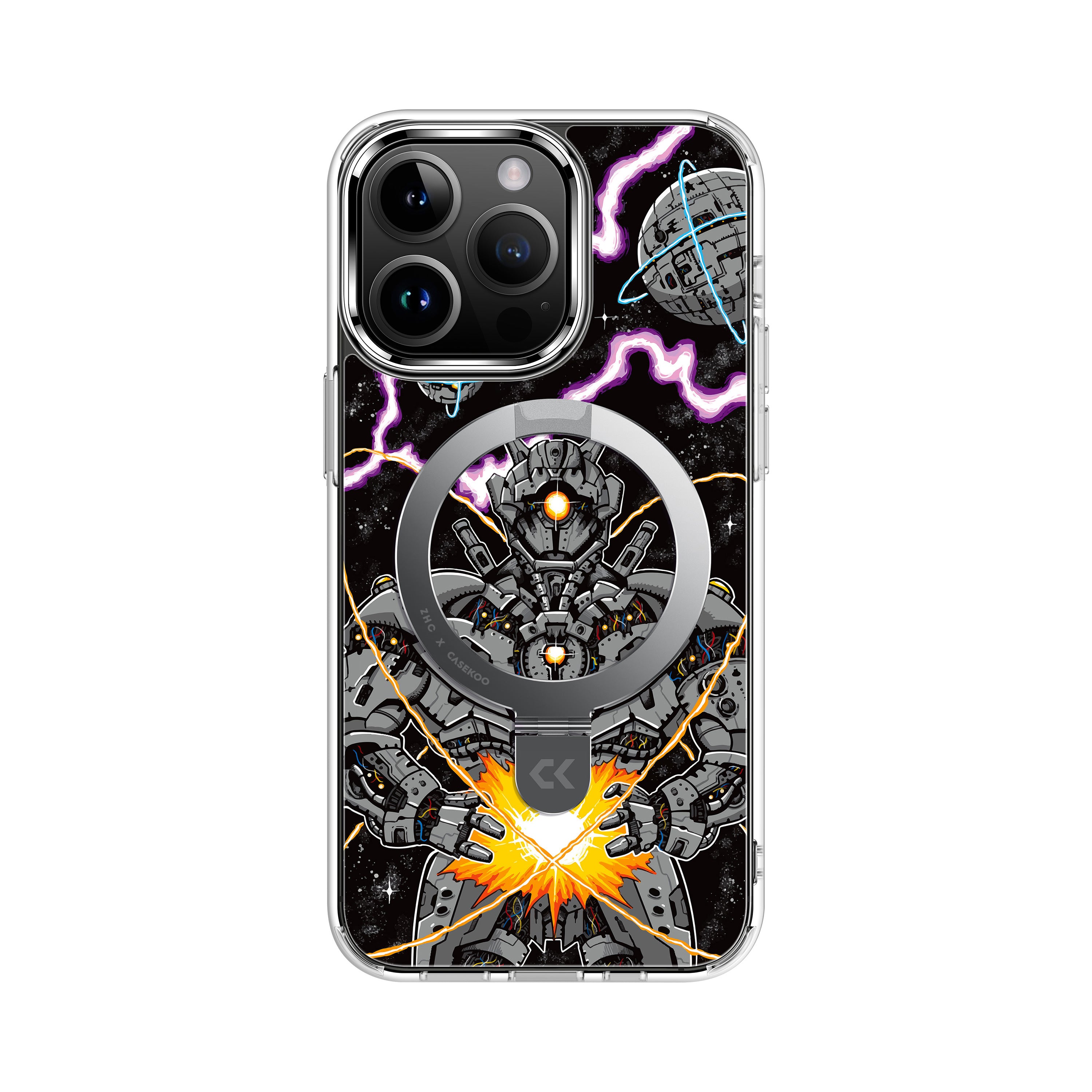 CASEKOO iPhone Space Titan Graffiti Phone Case 内蔵磁気キックスタンドと MagSafe 対応 - ZHC x CASEKOO シリーズ マジック スタンド バージョン