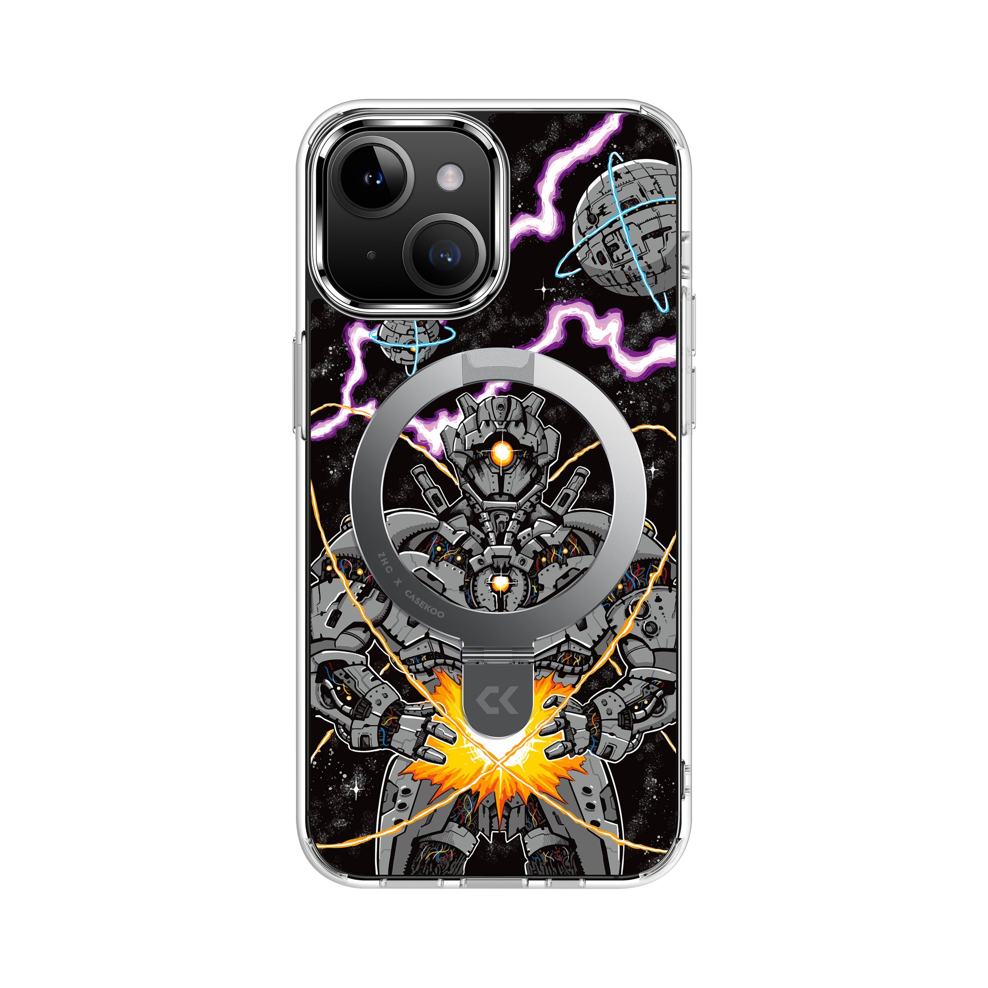 CASEKOO iPhone Space Titan Graffiti Phone Case with Built-in Magnetic Kickstand and MagSafe Compatible - ZHC x CASEKOO Series Magic Stand Version CASEKOO