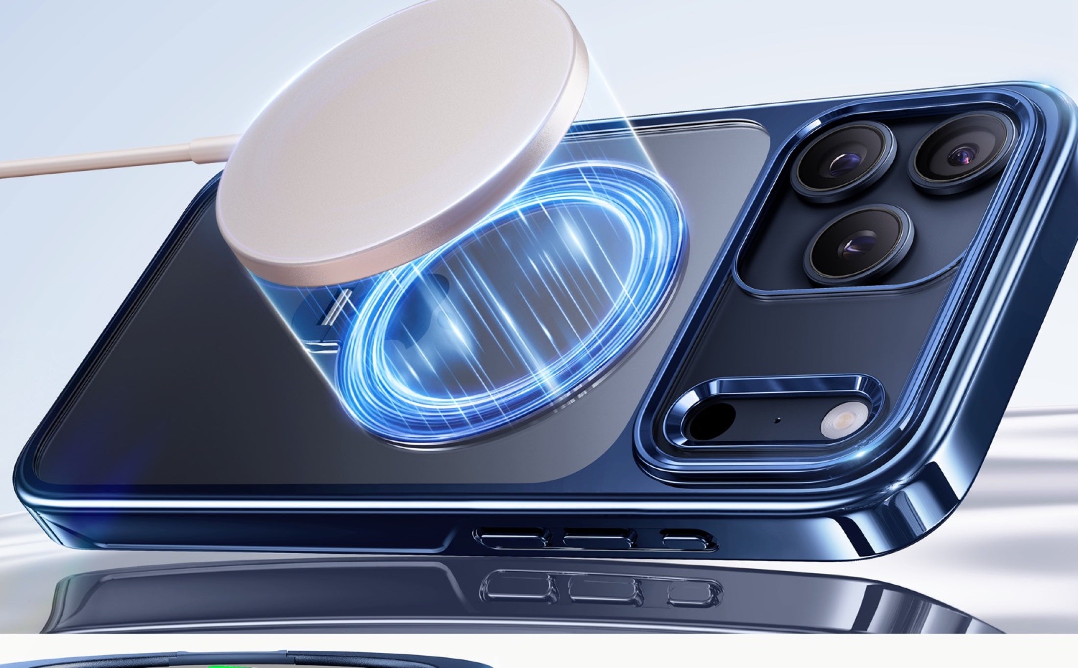 StandKOO Halo connected to a magnetic wireless charger